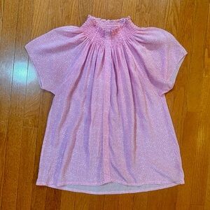 Rungolee Katarina Blouse Top Short Sleeves Womens Small Pink Paint Splatter Silk